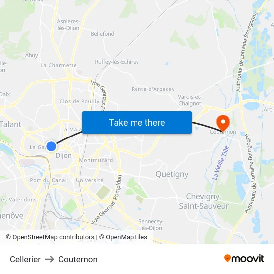 Cellerier to Couternon map