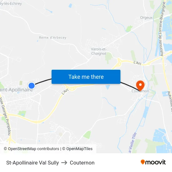 St-Apollinaire Val Sully to Couternon map