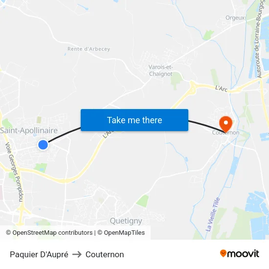 Paquier D'Aupré to Couternon map