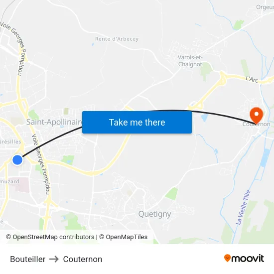Bouteiller to Couternon map