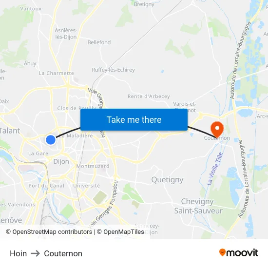 Hoin to Couternon map