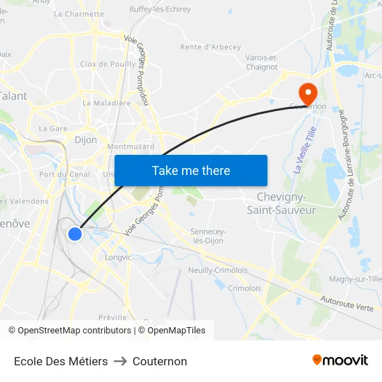Ecole Des Métiers to Couternon map