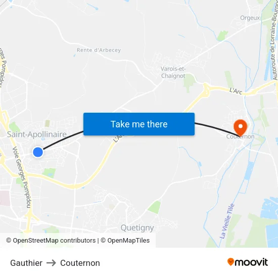 Gauthier to Couternon map