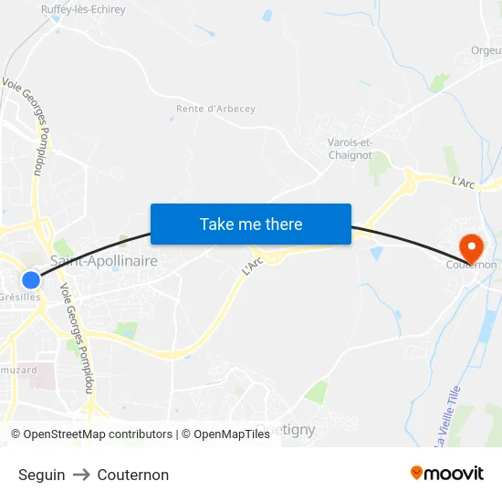 Seguin to Couternon map