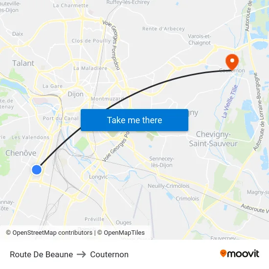 Route De Beaune to Couternon map