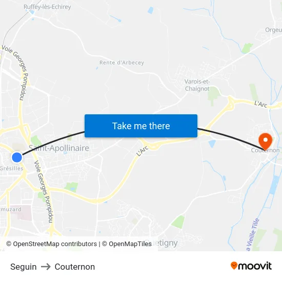 Seguin to Couternon map
