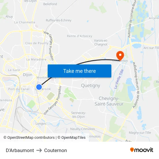 D'Arbaumont to Couternon map
