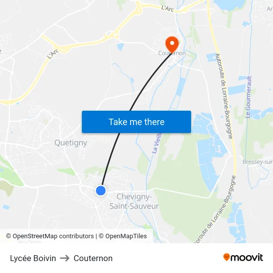 Lycée Boivin to Couternon map