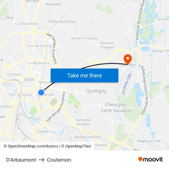 D'Arbaumont to Couternon map