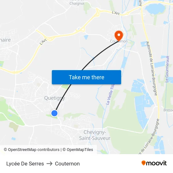 Lycée De Serres to Couternon map