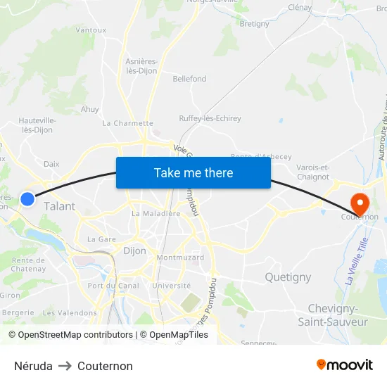 Néruda to Couternon map