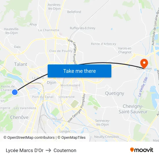 Lycée Marcs D'Or to Couternon map