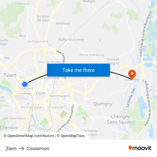 Ziem to Couternon map