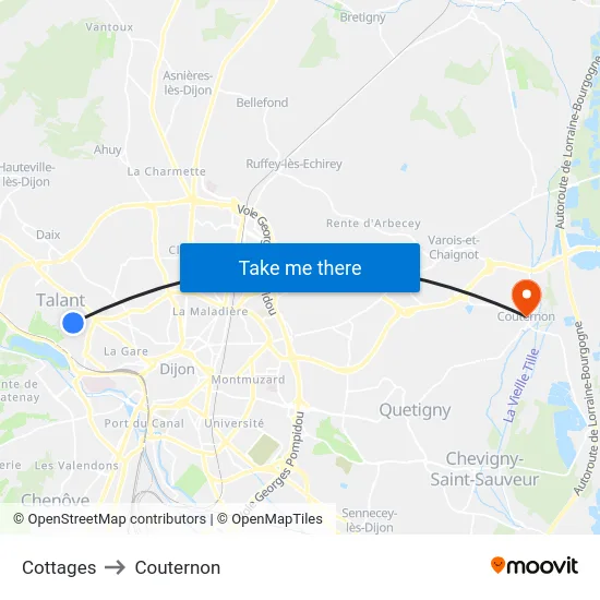 Cottages to Couternon map