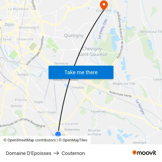Domaine D'Epoisses to Couternon map