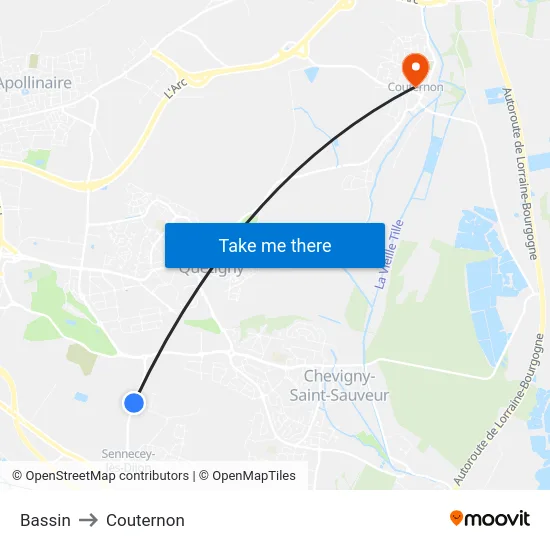 Bassin to Couternon map
