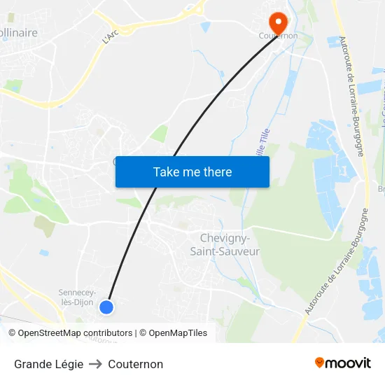 Grande Légie to Couternon map