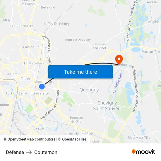 Défense to Couternon map