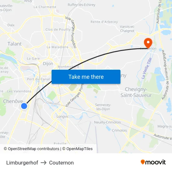 Limburgerhof to Couternon map