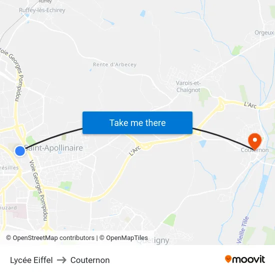Lycée Eiffel to Couternon map