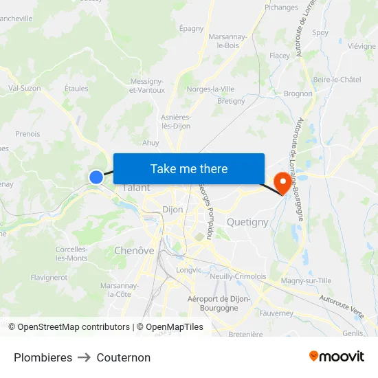 Plombieres to Couternon map