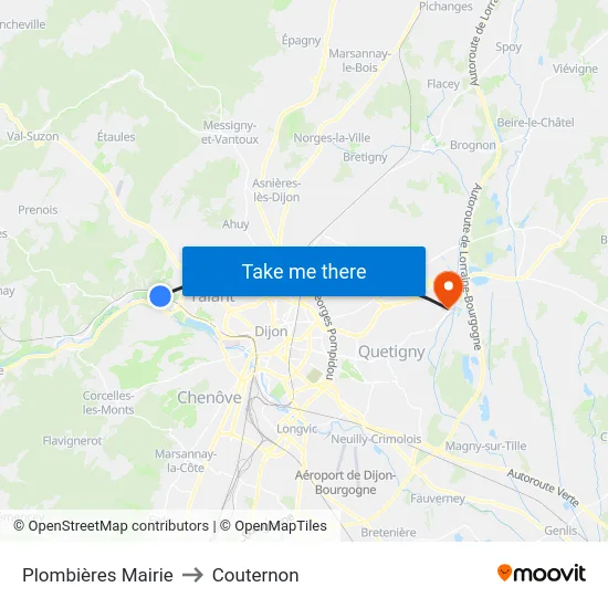 Plombières Mairie to Couternon map