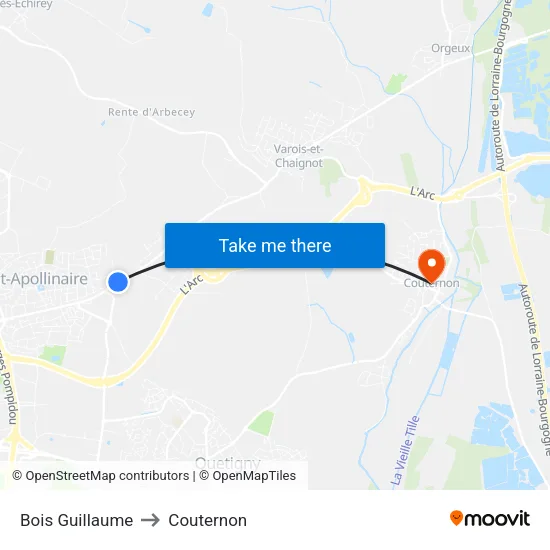 Bois Guillaume to Couternon map
