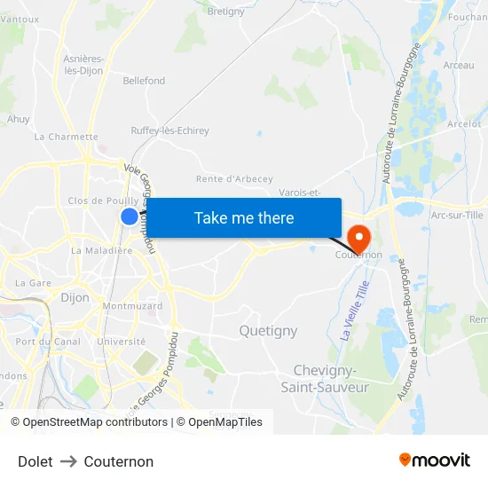 Dolet to Couternon map