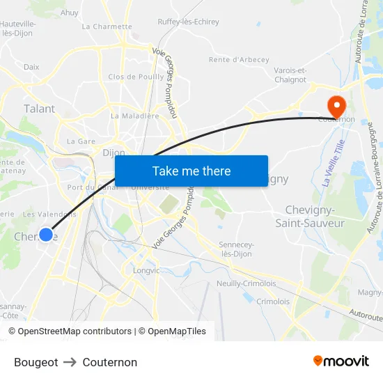 Bougeot to Couternon map