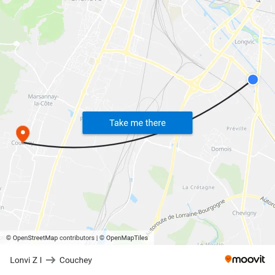 Lonvi Z I to Couchey map