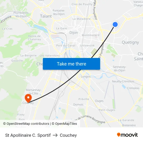 St Apollinaire C. Sportif to Couchey map