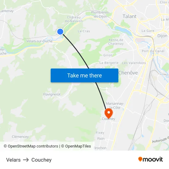 Velars to Couchey map