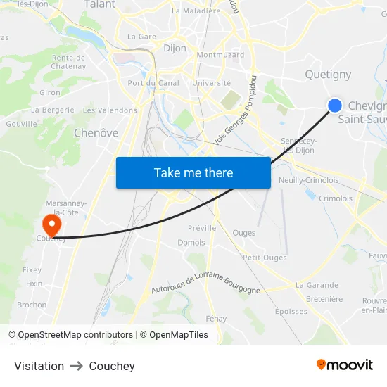 Visitation to Couchey map