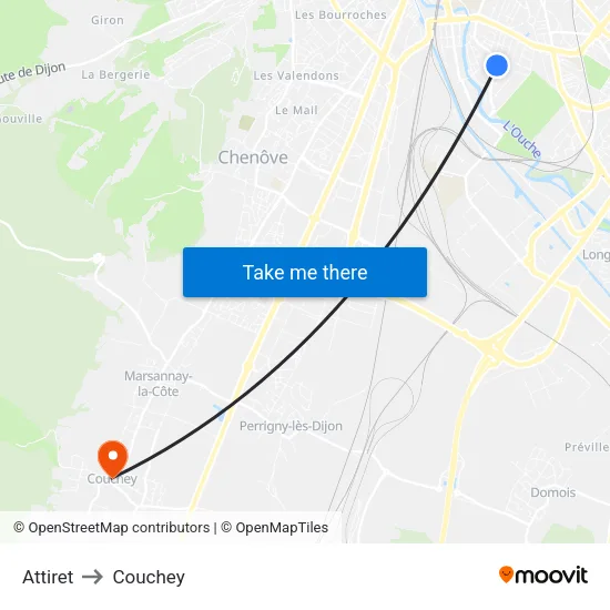 Attiret to Couchey map