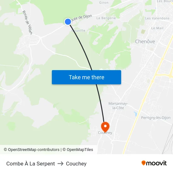 Combe À La Serpent to Couchey map