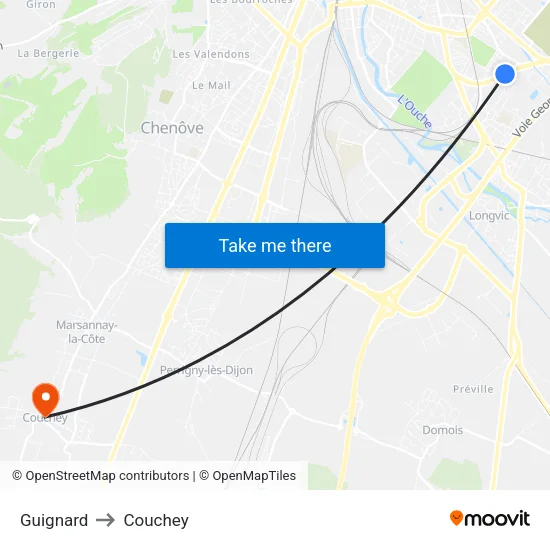 Guignard to Couchey map