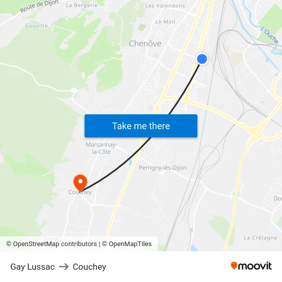 Gay Lussac to Couchey map