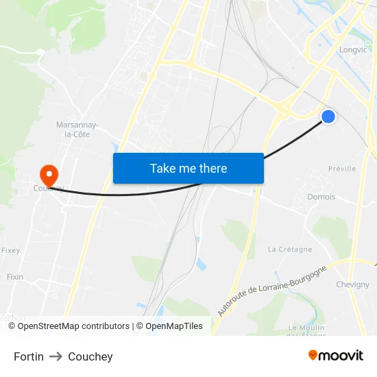 Fortin to Couchey map