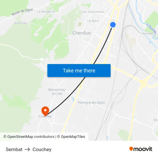 Sembat to Couchey map