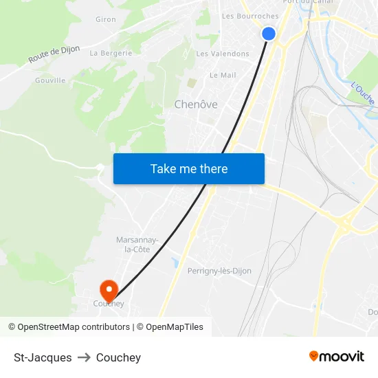 St-Jacques to Couchey map