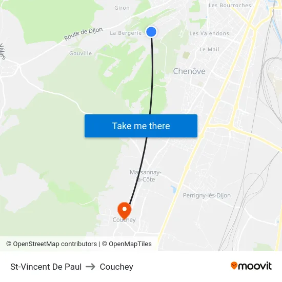 St-Vincent De Paul to Couchey map