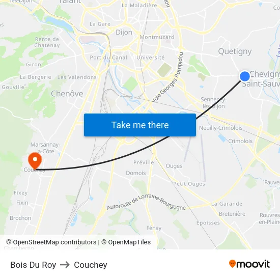 Bois Du Roy to Couchey map