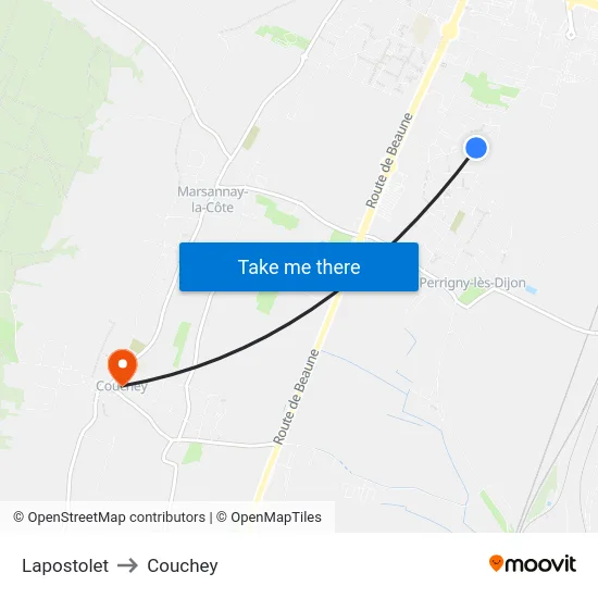 Lapostolet to Couchey map