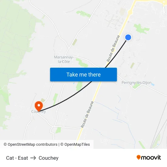 Cat - Esat to Couchey map