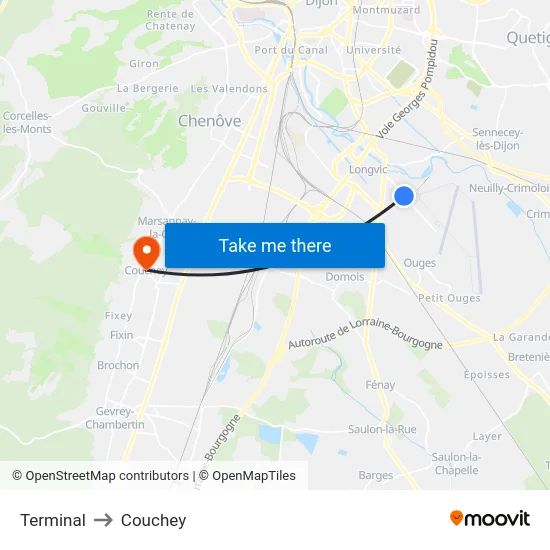 Terminal to Couchey map