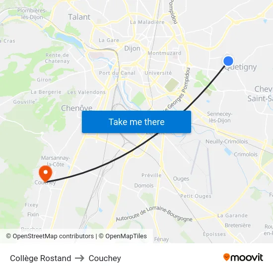 Collège Rostand to Couchey map