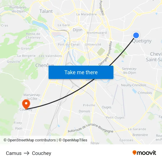 Camus to Couchey map