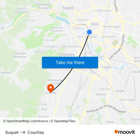 Suquet to Couchey map