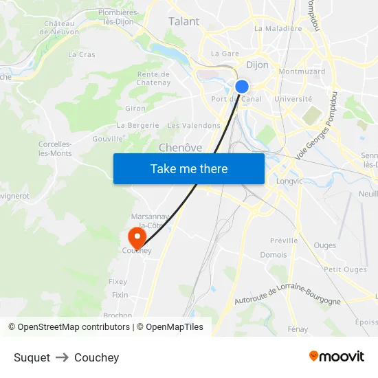Suquet to Couchey map