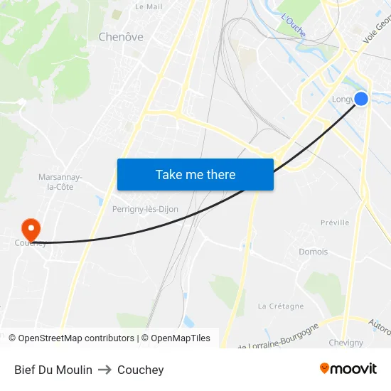 Bief Du Moulin to Couchey map